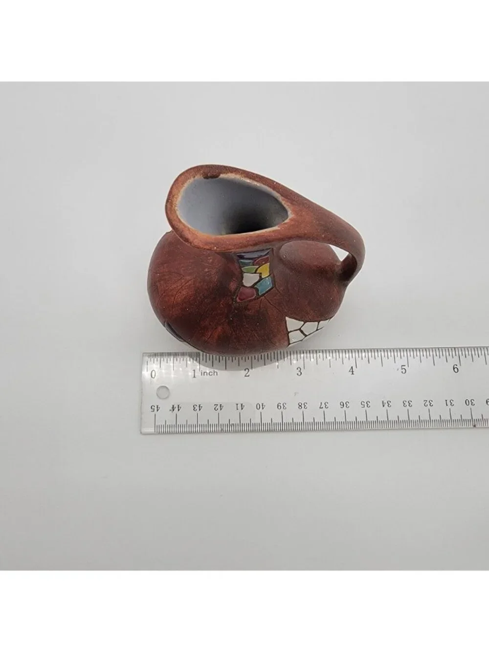 Vintage MCM Keramos Made in Israel Judaica Pottery Mosaic Ewer Pitcher